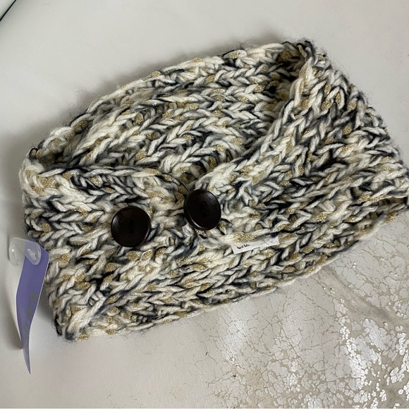 CLAIRES Head Wrap Ear Warmer Beige Gray Black Gold NWT - Picture 7 of 7